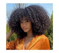 Perruque Cosplay Pour femmes 12 pouces Afro Crépus Bouclés Perruques Synthétiques Courtes Perruque Bouclée Avec Une Frange Naturel Noir Usage Quotidien Sans Colle Haute Température Cheveux Glamour per