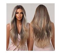 Perruque Cosplay Pour femmes 26 pouces de long ondulé Hairline Lace Wigs Cuivre Brun Highlight Blonde Perruques Synthétiques for les Femmes Quotidien Naturel Fibre Résistant À La Chaleur Glamour perru
