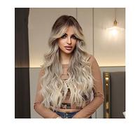 Perruque Cosplay Pour femmes Blonde Ombre Brun Blonde Perruque Synthétique Longue Perruques Ondulées avec Frange Quotidien Cosplay Partie Utiliser Fibre Résistant À La Chaleur for les Femmes Glamour p