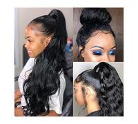 Perruque Cosplay Pour femmes Body Wave Lace Wig Perruque de cheveux humains pré-plumée HD Lace Frontal Wig Perruques de cheveux brésiliens avec des cheveux de bébé Long Wave Curly Lace Closure Wig for