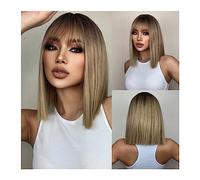 Perruque Cosplay Pour femmes Brun à blond Ombre cheveux synthétiques perruques courtes Bob perruques naturelles avec une frange for les femmes résistant à la chaleur Cosplay perruques Glamour perruque