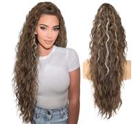 Perruque Cosplay Pour femmes Cheveux longs bouclés féminins avec perruque ondulée à l'eau, pince poignée moelleuse, coiffure queue de cheval Glamour perruque(Multi-colored)