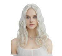 Perruque Cosplay Pour femmes Cheveux longs bouclés for femmes avec de grosses vagues, couvre-perruque blanc naturel Glamour perruque