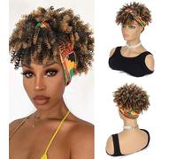 Perruque Cosplay Pour femmes Perruque, bandeau for femme, petits cheveux bouclés, moelleux adapté à un usage quotidien Glamour perruque(Multi-colored)
