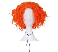 Perruque Cosplay Pour femmes Perruque de cheveux bouclés courts orange avec forme moelleuse naturelle, perruque blanche personnalisée for femmes Glamour perruque