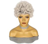 Perruque Cosplay Pour femmes Perruque de cheveux courts bouclés blanc argenté for femmes avec Texture moelleuse naturelle et couvre-tête respirant Glamour perruque