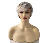 Perruque Cosplay Pour femmes Perruque de cheveux courts teints par points, bandeau à frange diagonale for femmes, coiffure quotidienne Glamour perruque(Blanc)