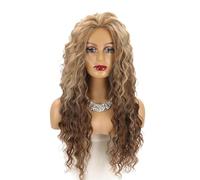 Perruque Cosplay Pour femmes Perruque en petit rouleau à vagues longues et dégradées d'or brun for dames, élégante moelleuse Glamour perruque