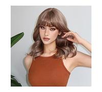 Perruque Cosplay Pour femmes Perruque synthétique de vague naturelle blonde cendrée for les femmes perruques blondes de longueur d'épaule quotidienne avec frange fibre haute température Glamour perruq
