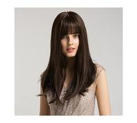 Perruque Cosplay Pour femmes Perruque synthétique longue droite brun noir avec frange brun foncé Bob Cosplay perruques de cheveux quotidiens for femmes fibre résistante à la chaleur Afro Glamour perru