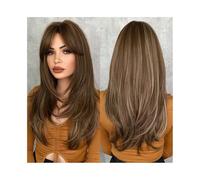 Perruque Cosplay Pour femmes Perruque synthétique longue et lisse blonde miel, à couches, for un usage quotidien, fibre résistante à la chaleur Glamour perruque