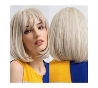 Perruque Cosplay Pour femmes Perruques Platine for Femmes Blanches Perruques Bob Courtes Avec Une Frange Cheveux Synthétiques D'apparence Naturelle Glamour perruque