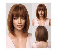 Perruque Cosplay Pour femmes Perruques synthétiques droites courtes avec frange brun clair doré Bob perruque de cheveux for les femmes Cosplay quotidien résistant à la chaleur naturelle Glamour perruq
