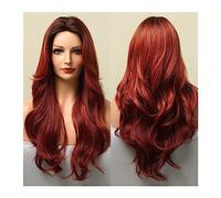 Perruque Cosplay Pour femmes Perruques synthétiques longues ondulées Ombre rouge brun for femmes perruques de cheveux Lolita partie centrale naturelle résistante à la chaleur Cosplay fête Glamour perr
