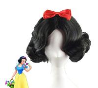 Perruque Cosplay princesse blanche courte bouclée neige noire haute température fibre synthétique perruques de cheveux pour la fête d'halloween