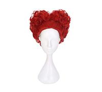 Perruque Cosplay reine rouge pour Alice au pays des merveilles court bouclé ondulé en forme de coeur Halloween Anime fête Cosplay perruques de cheveux synthétiques pour les femmes