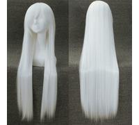 Perruque cosplay universelle 100 cm couleur longs cheveux droits cos animation fil haute température 099 couleur : rose net 082 [1 mètre] blanc
