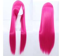 Perruque cosplay universelle 100 cm couleur longs cheveux droits cos anime fil haute température 099 couleur : rose net 003 [1 mètre]