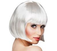 perruque coupe cheveux carré frange blanc femme - boland 85887 Blanc