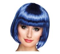 PERRUQUE COUPE CHEVEUX CARRÉ FRANGE BLEU FEMME