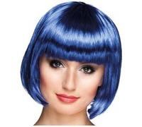 perruque coupe cheveux carré frange bleu femme - boland 85896 Bleu G
