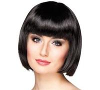 perruque coupe cheveux carré frange noir femme - boland 85881 0 G
