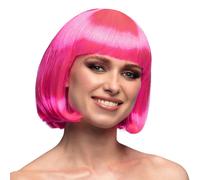 PERRUQUE COUPE CHEVEUX CARRÉ FRANGE ROSE VIF FEMME