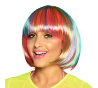 PERRUQUE COUPE CHEVEUX CARRÉ MÈCHES COLORÉES FEMME