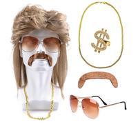 Perruque Coupe Mulet Homme Ryan Eddie - Déguisement Année 80, Soirée Thème, Carnaval