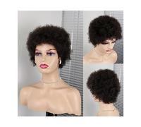 Perruque Court Afro Kinky Curly Wig Pixie Cut Brésilien Cheveux Humains Courts Perruques pour Femmes Noires Couleur Marron