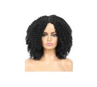 Perruque Courte Afro Frisée Brune Ombrée De 35,5 Cm (14 Pouces) Avec Frange, Synthétique Souple Et Volumineuse, Idéale Au Quotidien For Les Fêtes Effet naturel et Volumineux(Jet-black)