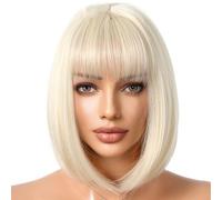 Perruque courte au carré - Cheveux chics et modernes, effet fibre, dégradé | Coupe blonde tendance de haute qualité, résistante à la chaleur, accessoire unique et instantané pour un style féminin au q
