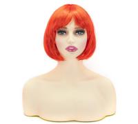 Perruque courte au carré pour femme - Perruque courte fluo colorée avec frange - Accessoire de déguisement - Postiches pour enterrement de vie de jeune fille - Décorations d'Halloween - Y7BBTJF