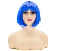 Perruque courte au carré pour femme - Perruque courte fluo colorée avec frange - Accessoire de déguisement - Postiches pour enterrement de vie de jeune fille - Décorations d'Halloween - Y7BBTJF