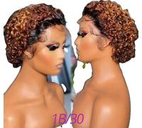 Perruque courte Bob-Lace, cheveux non traités, brun moyen Lace , 1B 30, longueur du modèle, perruque de base de cheveux