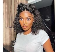 Perruque courte Bob Lace Front bouclée perruques de cheveux humains pour les femmes Ombre couleur vague profonde dentelle frontale perruque 02 13x4 dentelle frontale # 16 pouces # 180 densité