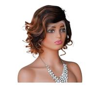 Perruque courte bob ondulée 13x4 en cheveux humains, 20 cm (8 pouces). Extensions de cheveux(1BT4T30#)