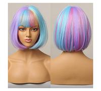 Perruque courte Bobo avec franges latérales Silky Grey Brown Blonde Perruques synthétiques compatible with femmes Daily Party Cosplay Utilisez la résistance à chaleur(SS178-1)