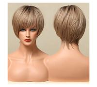 Perruque courte Bobo avec franges latérales Silky Grey Brown Blonde Perruques synthétiques compatible with femmes Daily Party Cosplay Utilisez la résistance à chaleur(LC5102-1)