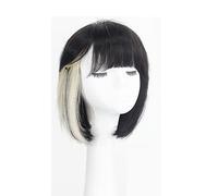 Perruque courte Bobo pour femme - Cheveux raides - Avec frange - Fait à la main - Couleur naturelle et blond décoloré 613 - 30,5 cm