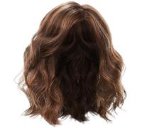 Perruque courte bouclée 14 pouces d'aspect naturel réglable perruque marron courte bouclée, cheveux ondulés en fibre haute température pour un usage quotidien, cosplay, soirées à thème, rendez-vous