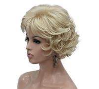 Perruque Courte Bouclée Auburn Foncé Cheveux Synthétiques Perruque Complète Femmes Perruques Épaisses Pour Tous Les Jours Perruques Grises Pour Femmes (24Bt613 8 Pouces)