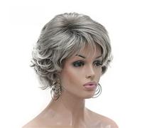 Perruque Courte Bouclée Auburn Foncé Cheveux Synthétiques Perruque Complète Femmes Perruques Épaisses Pour Tous Les Jours Perruques Grises Pour Femmes (48T 8 Pouces)