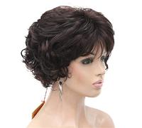 Perruque Courte Bouclée Auburn Foncé Cheveux Synthétiques Perruque Complète Femmes Perruques Épaisses Pour Tous Les Jours Perruques Grises Pour Femmes (33 Février)