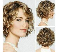 Perruque courte bouclée blond foncé pour femme - Aspect respirant et facile d'entretien, idéale pour Halloween, les fêtes costumées, le quotidien et le cosplay