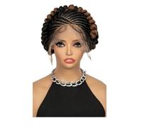 Perruque courte bou de 20 cm avec lace frontale for femme, perruque bob tressée synthétique, cheveux naturels noirs sans colle. Effet naturel et Volumineux(1B-30)