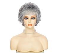 Perruque courte bou gris argenté vieille dame perruques de cheveux gris vague naturelle moelleuse for femmes aspect naturel