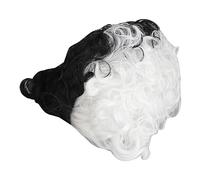 Perruque courte bou noire blanche à la mode réglable respirante ondulée perruque de cheveux synthétiques bouclés pour la fête de Noël Halloween Cosplay