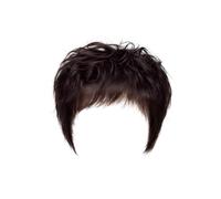 Perruque courte bou Pixie pour femme, cheveux humains brun foncé, cuir chevelu réaliste effet naturel, coupe élégante pour personnes âgées et femmes d'âge mûr, coiffure volumineuse facile à porter