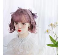 Perruque Courte Bouclée Pour Femme Lolita Jk Daily Sweet Cool Hot Girl Perruque Mignonne Pour Fête Noël Halloween (Pink)